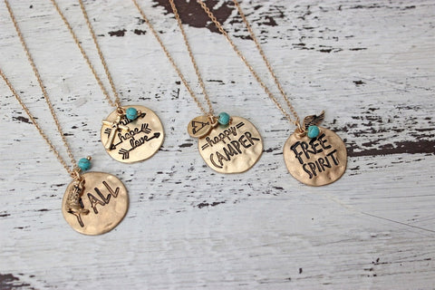Metal Stamped Necklace and Earring Set-2 Girls 1 Shop 