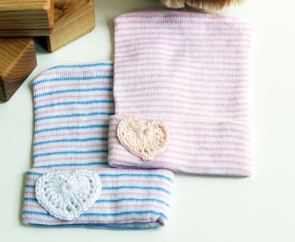 Newborn Heart Crochet Hospital Hat