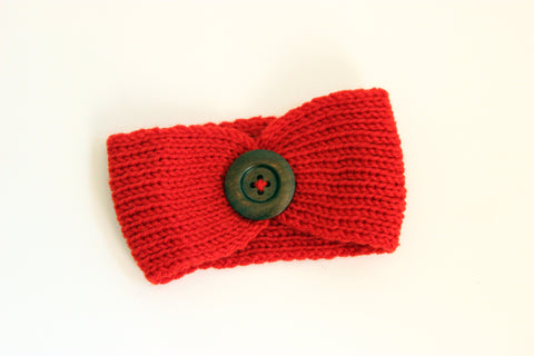 Girls Knit Headband With Button Decor-2 Girls 1 Shop 
