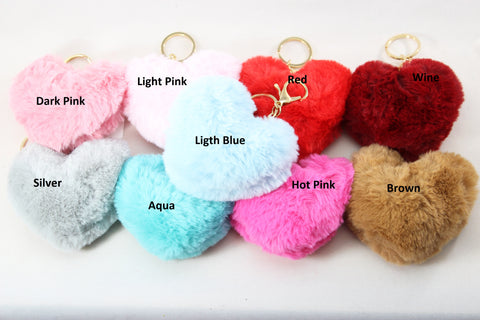 Valentine's Day Fuzzy Heart Key Chain