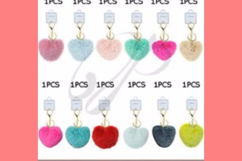 Valentine's Day Fuzzy Heart Key Chain-2 Girls 1 Shop 